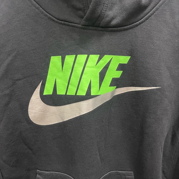 Nike Black Hoodie with Neon Green and Silver Accents - Picture 3 of 7